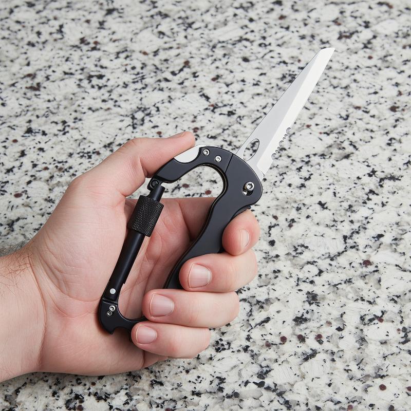 Outdoor Camping Essential Gear - Moschettone multifunzione 5-in-1 a sgancio rapido