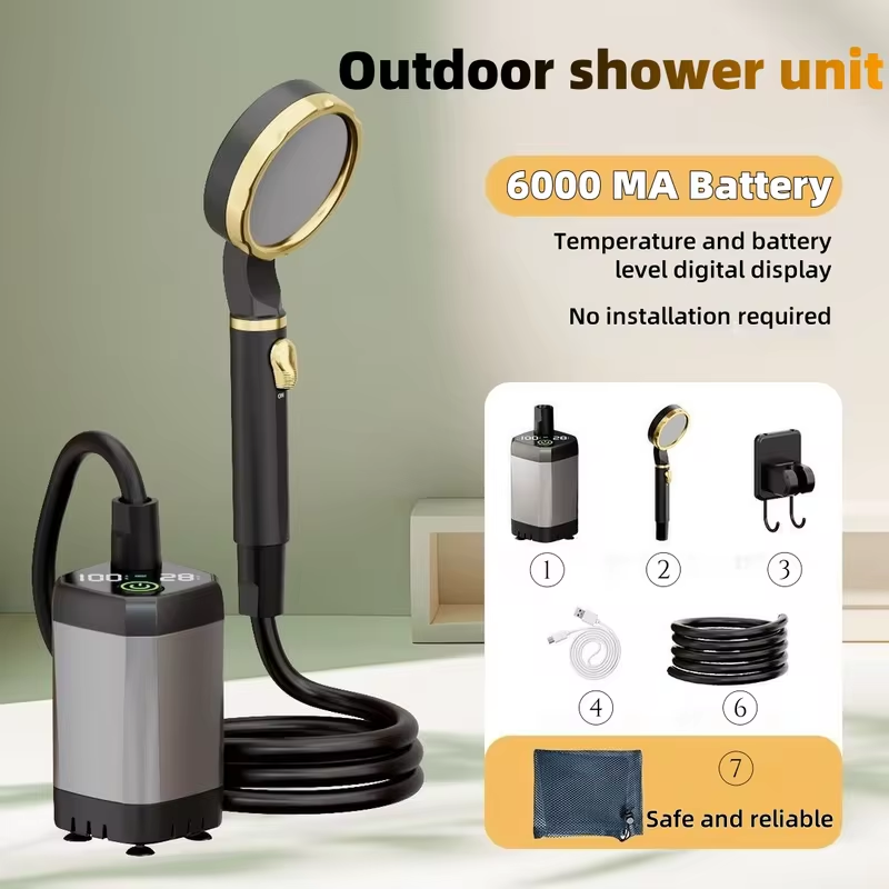 Battery Outdoor Camping - Doccia Elettrica Portatile da Esterno, Kit
