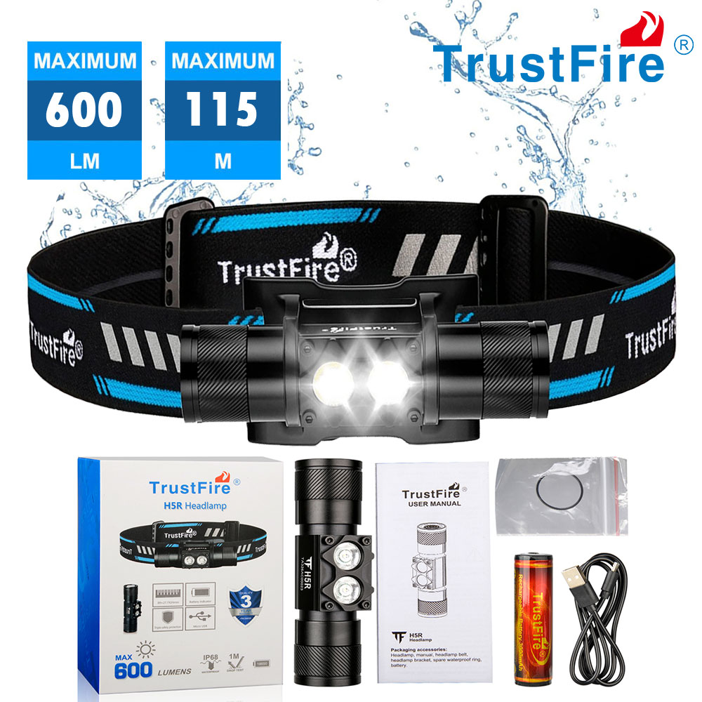 Headlamp - TrustFire H5R 600LM Torcia Frontale Ricaricabile