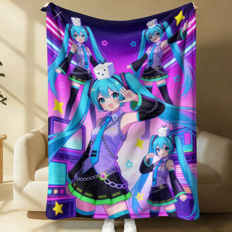 Outdoor Camping Anime - Coperta in flanella Hatsune Miku, Coperta