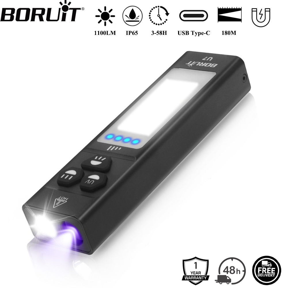 Battery Outdoor Camping - BORUiT U7 UV LED Torcia EDC