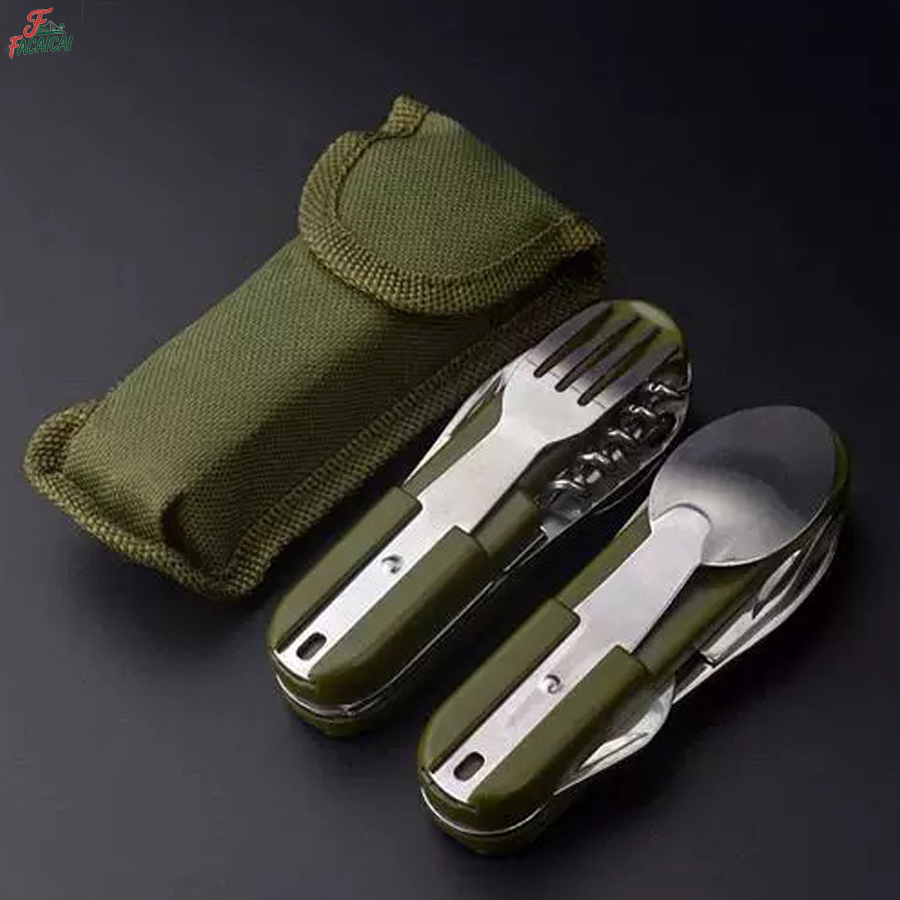 Outdoor Camping Essential Gear - Set da Viaggio 5-in-1 in Acciaio