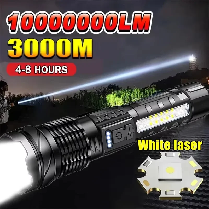 Battery Outdoor Camping - Potente Torcia LED con Indicatore Batteria,