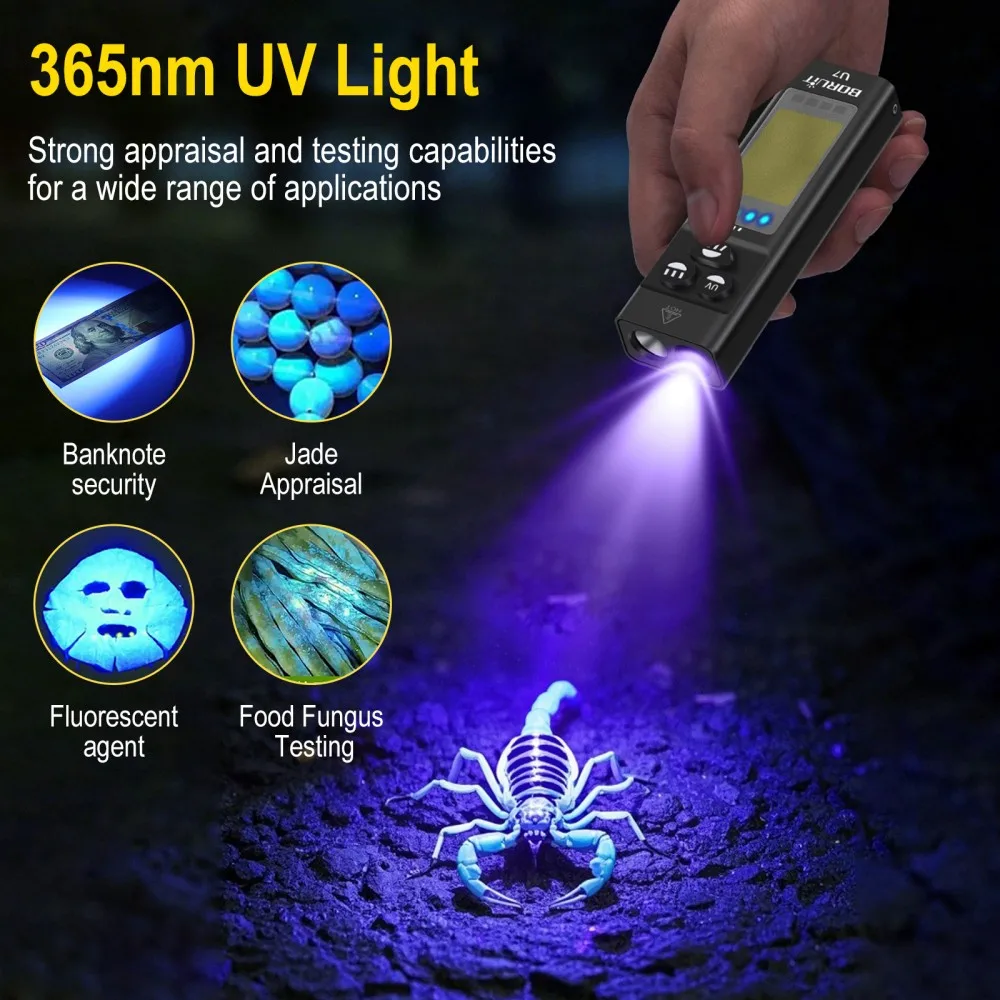 BORUiT U7 UV LED Torcia EDC 11 - Battery Outdoor Camping recensione e prezzo