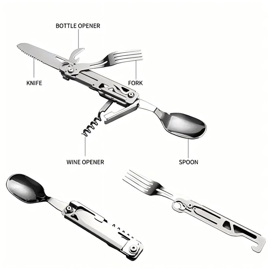 1 pz 6 in 1 set di posate mult - Outdoor Camping Meals recensione e prezzo