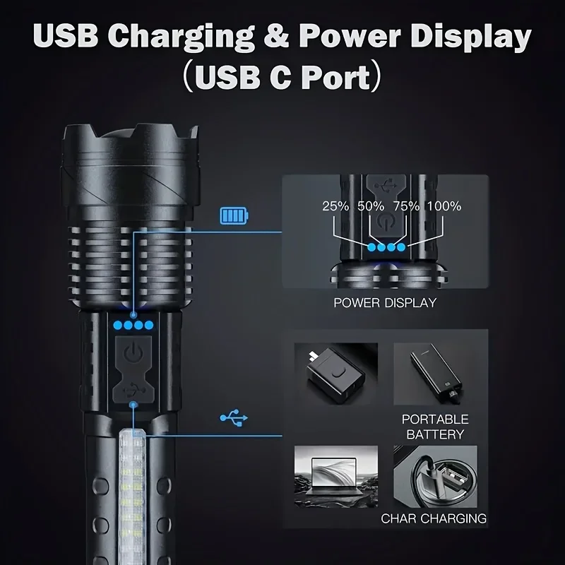 Potente Torcia LED con Indicat - Battery Outdoor Camping recensione e prezzo